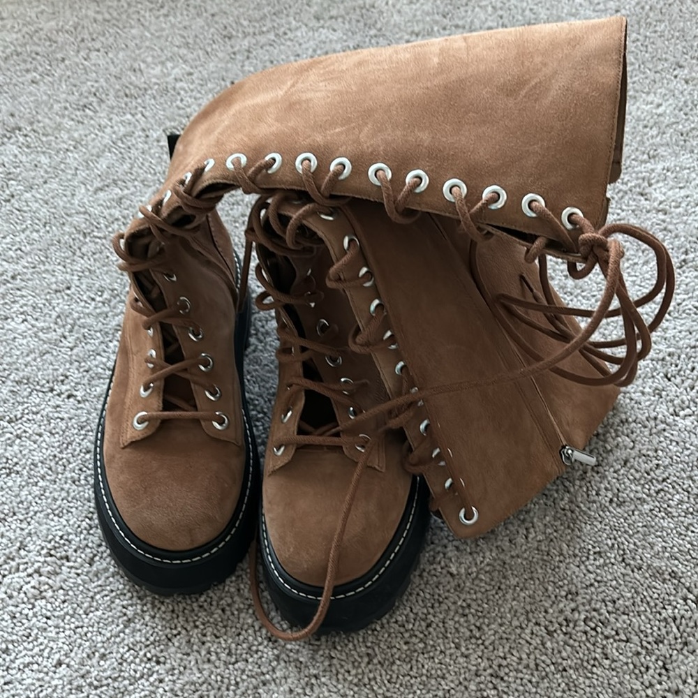 Larroudé Lara lace up Boots in brown size 38.5 - Picture 11 of 11